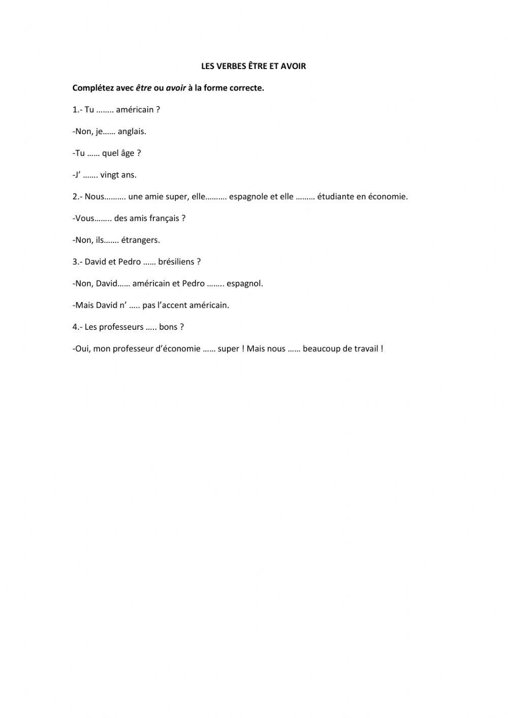 Les verbes être et avoir