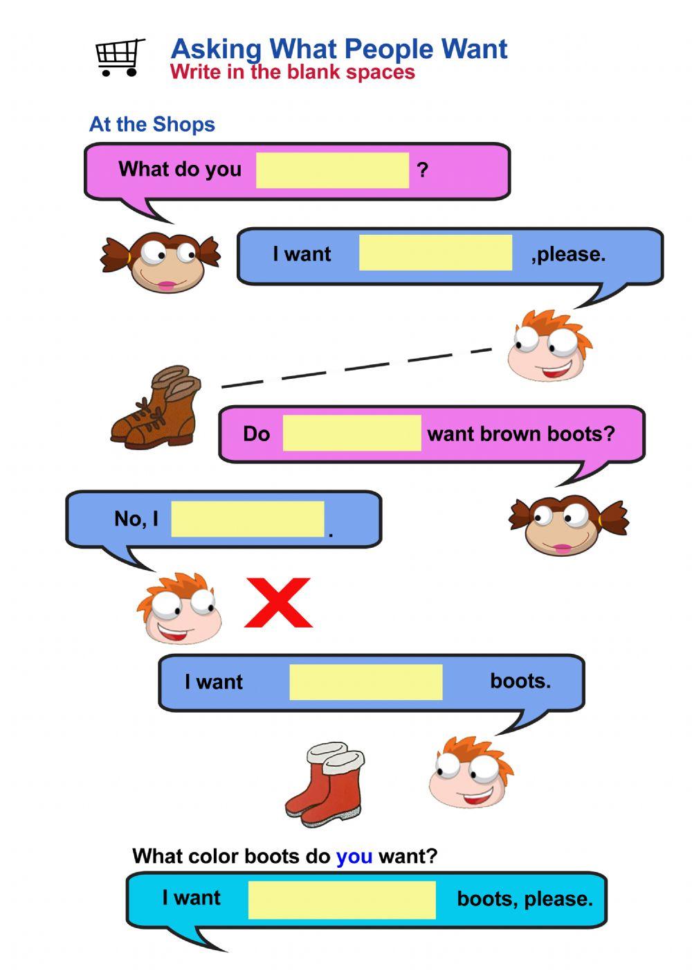 Asking What People Want worksheet | Live Worksheets