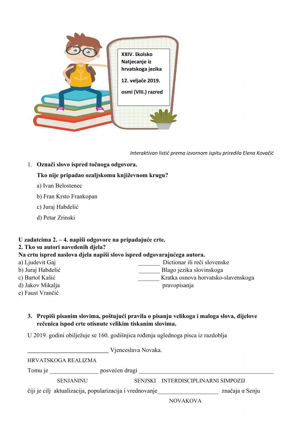 Natjecanje iz HJ, 8. razred