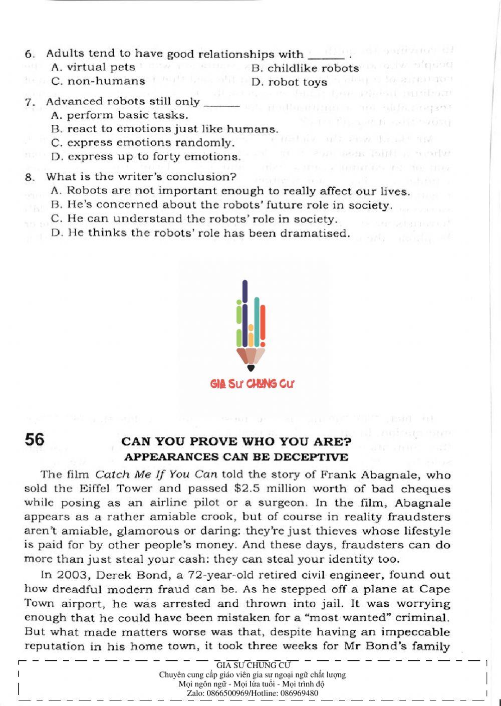 Trắc nghiệm Kỹ năng đọc hiểu Tiếng Anh số 19