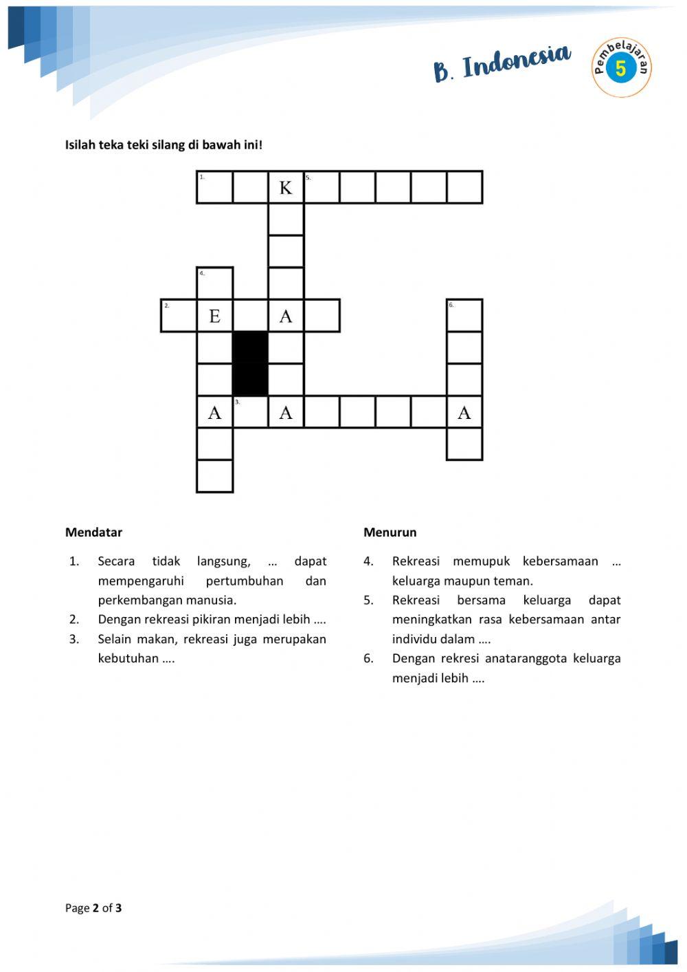 LKPD B. Ind Kelas 3 Tema 1 Sub Tema 2 Pembelajaran 5