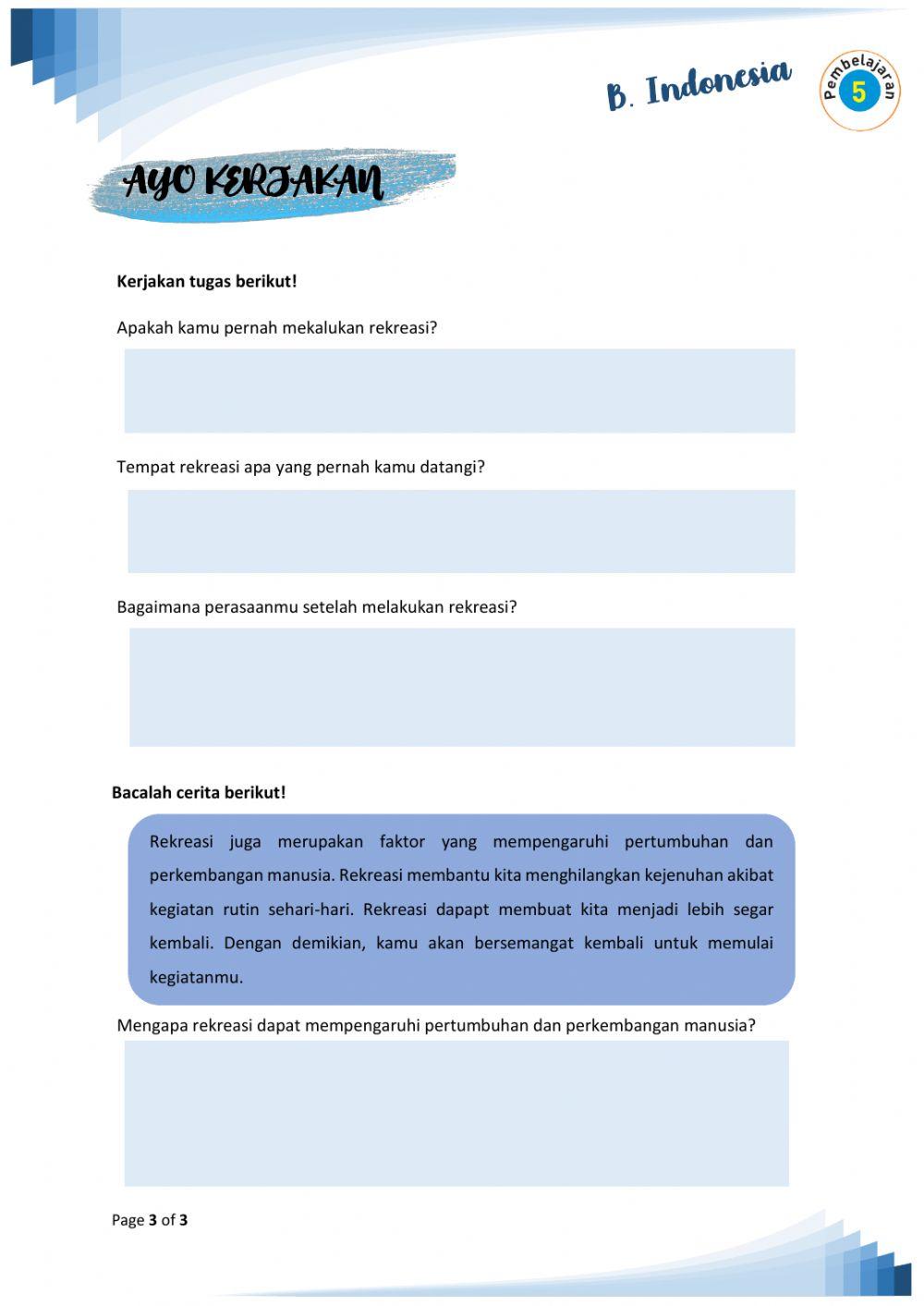 LKPD B. Ind Kelas 3 Tema 1 Sub Tema 2 Pembelajaran 5