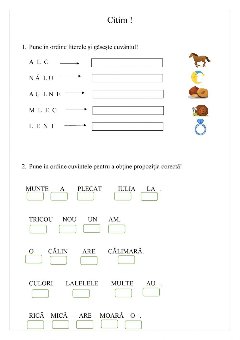 Ordonăm litere și cuvinte!