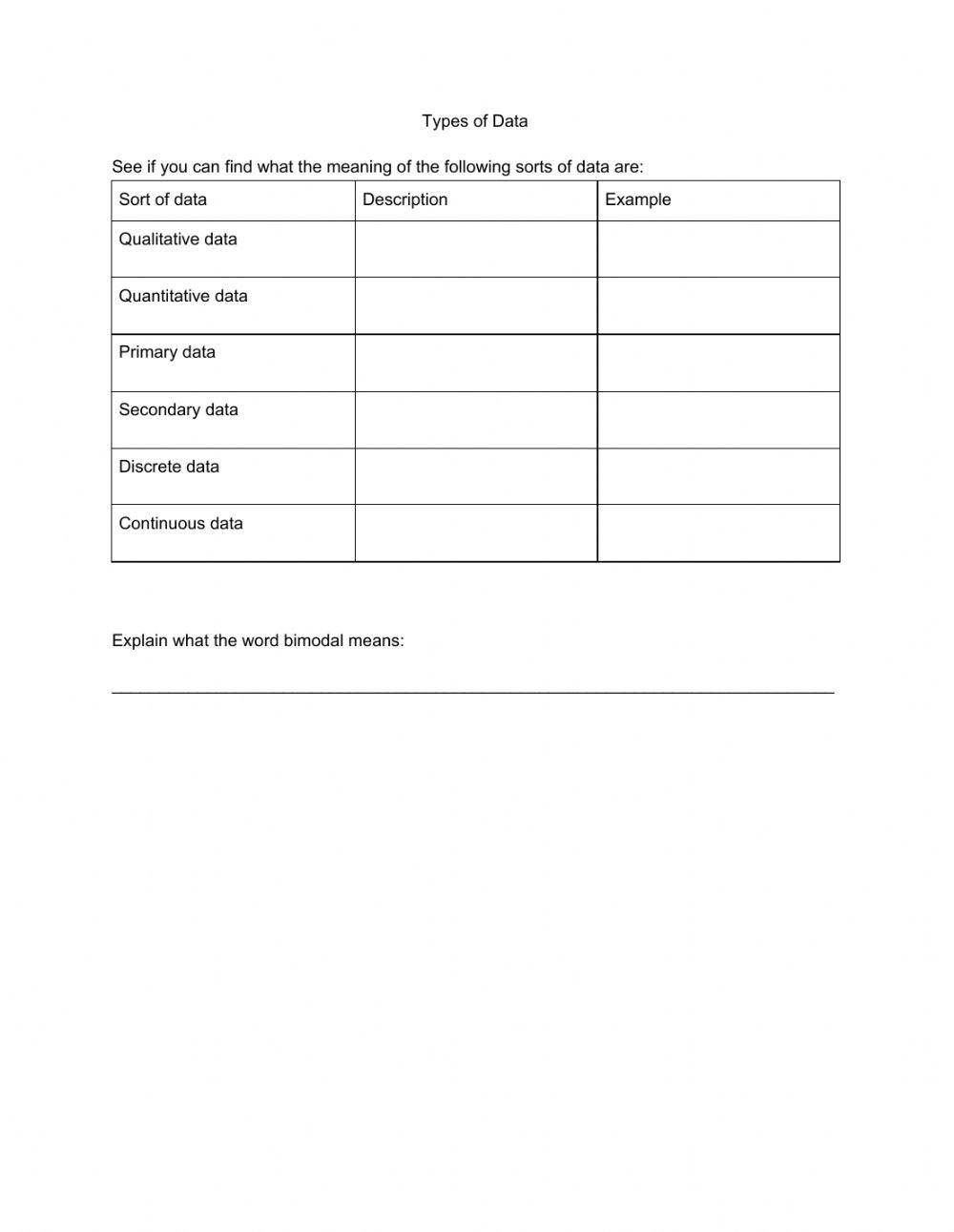 Types of Data | LiveWorksheets | 617392