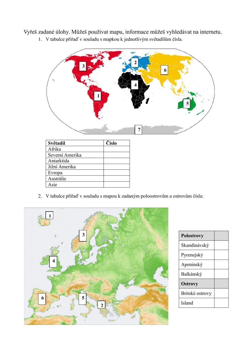 Evropa - poloha a povrch
