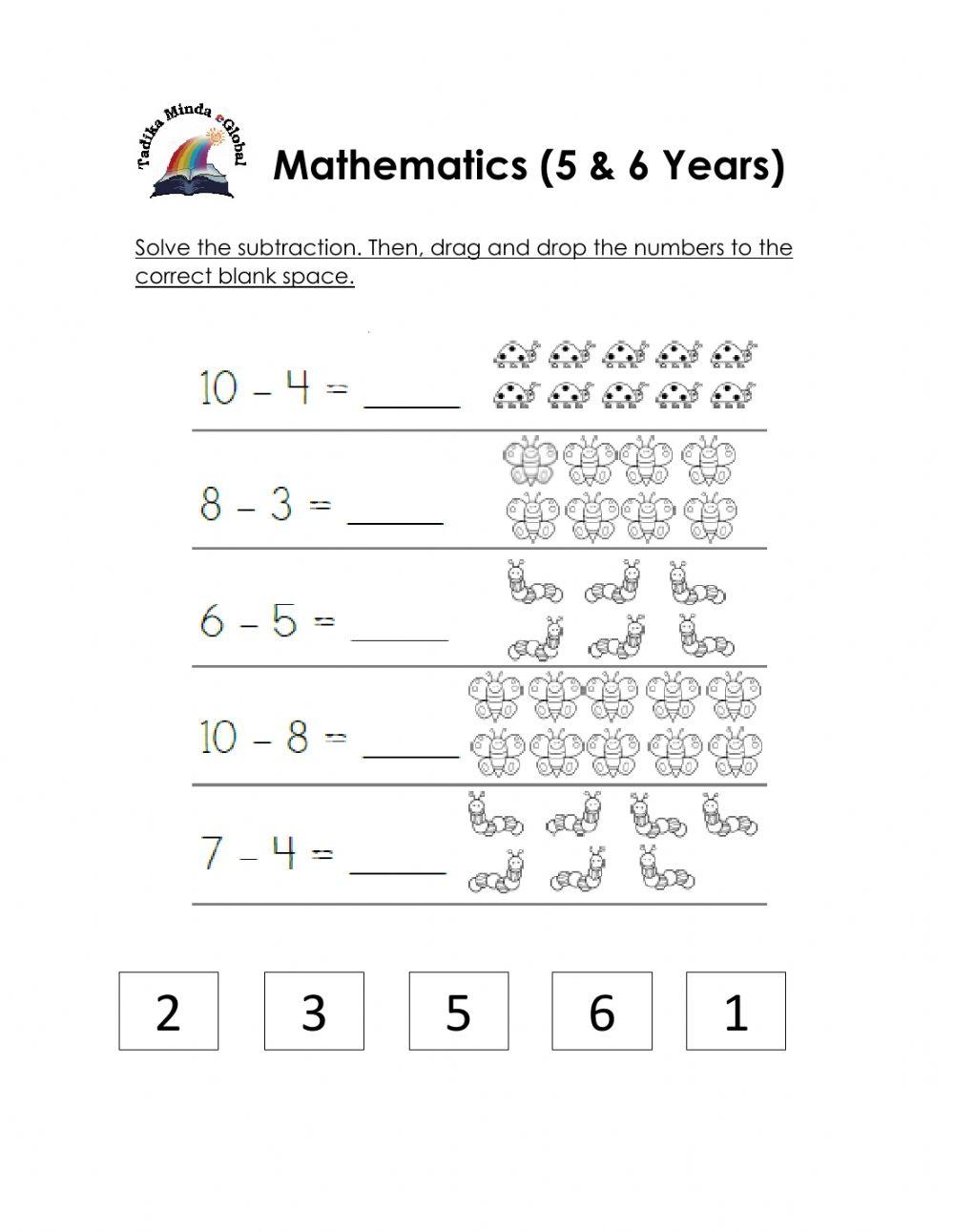 5 & 6 Years: Mathematics (Subtraction 1)