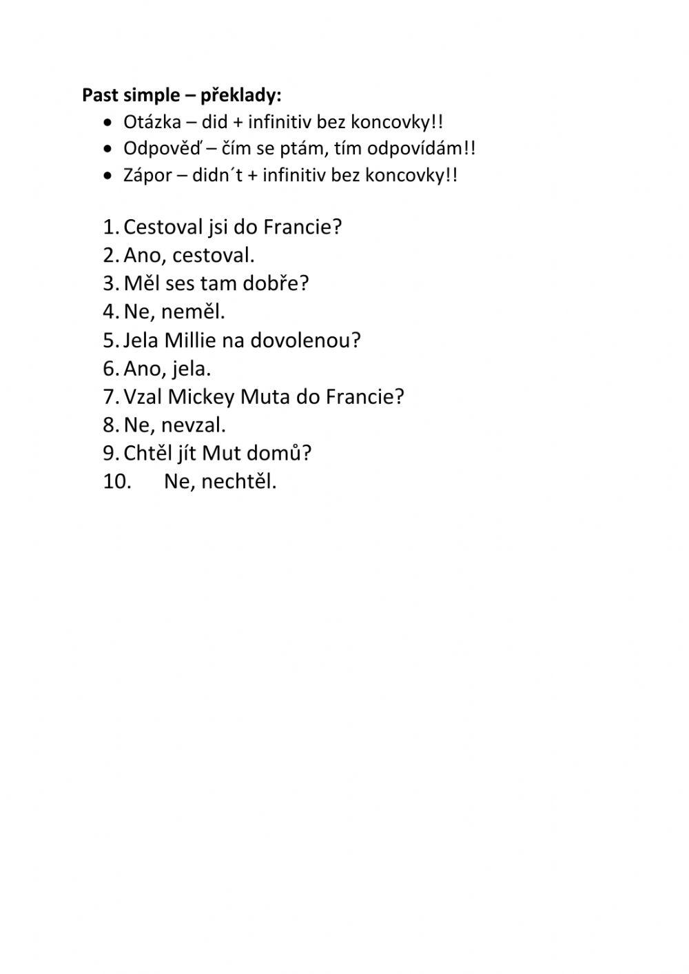 Past simple questions translations