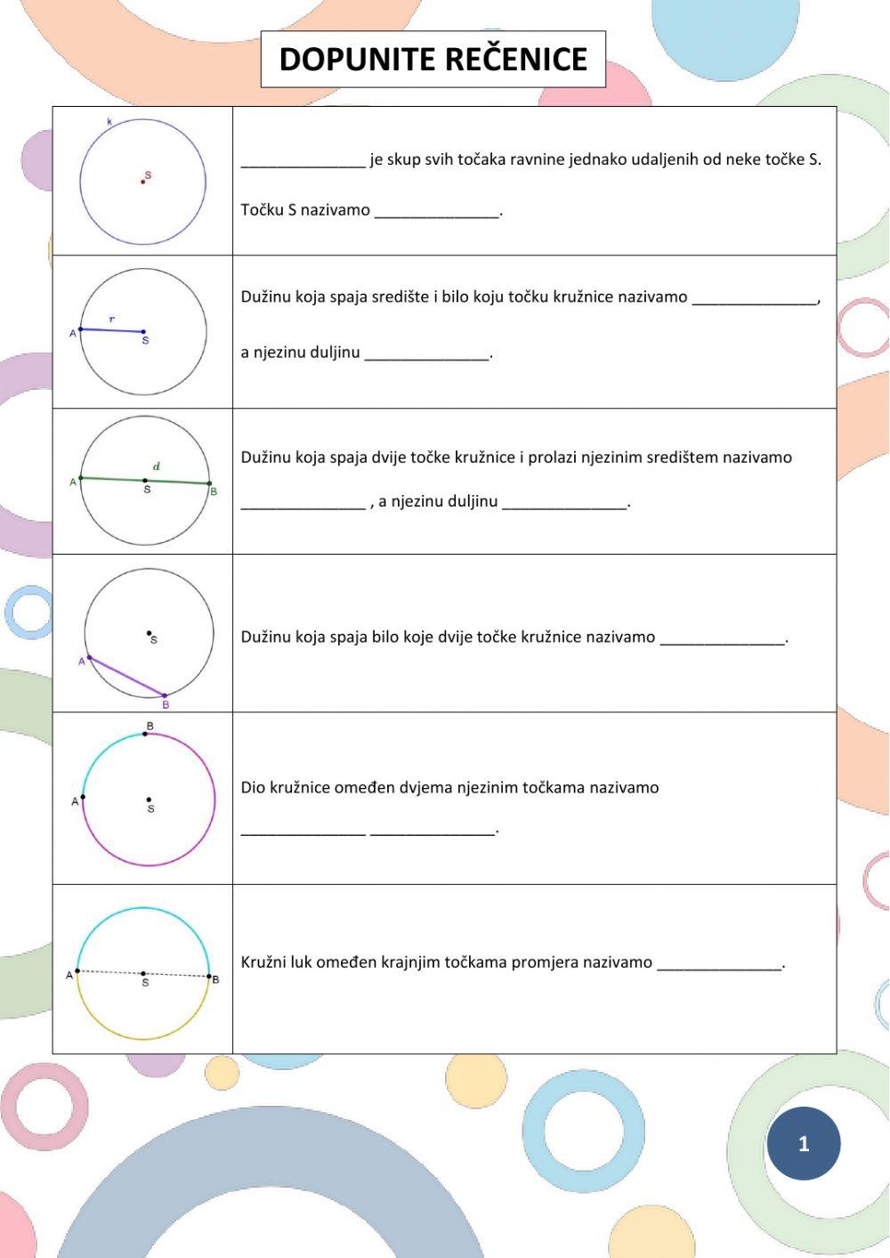 Kružnica i krug - osnovni pojmovi