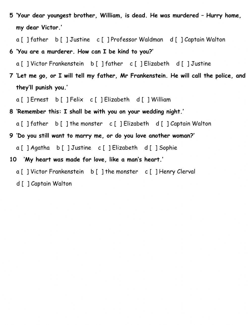 Book Test Prep - Frankenstein