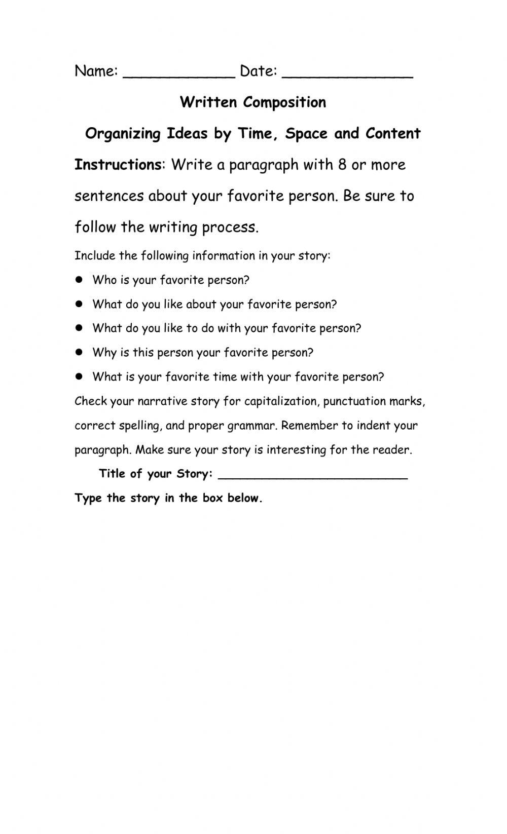 Written Composition My Favorite Person