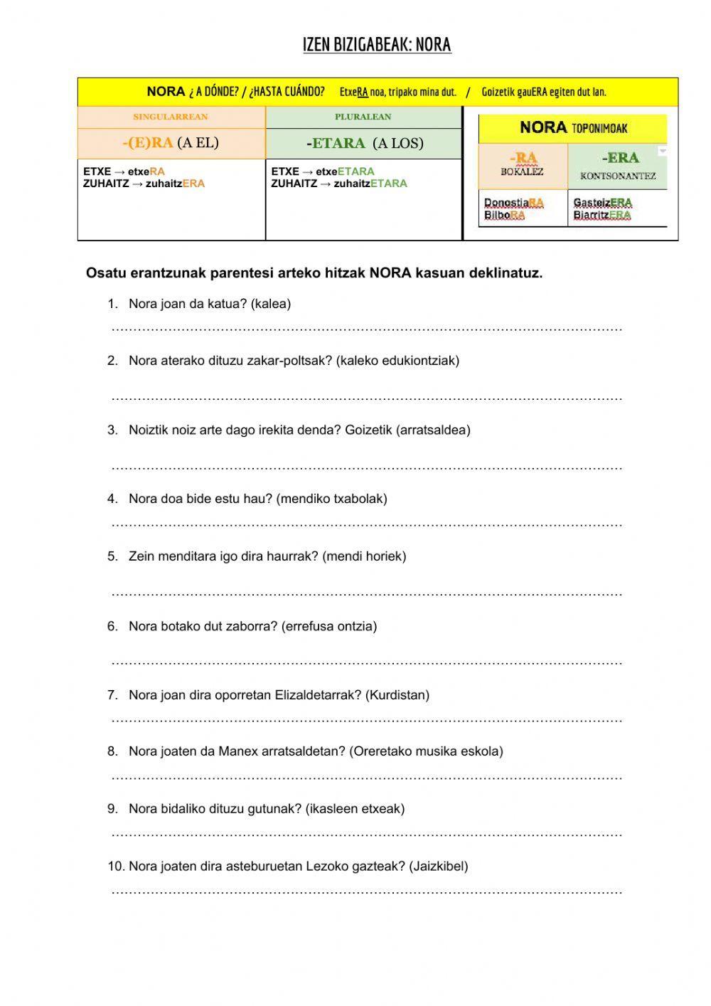 Leku deklinabidea: nora-norengana