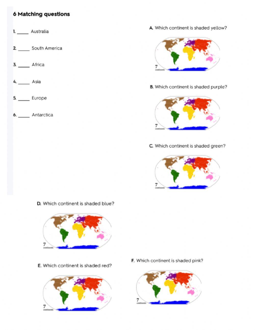 Continents and ocenas