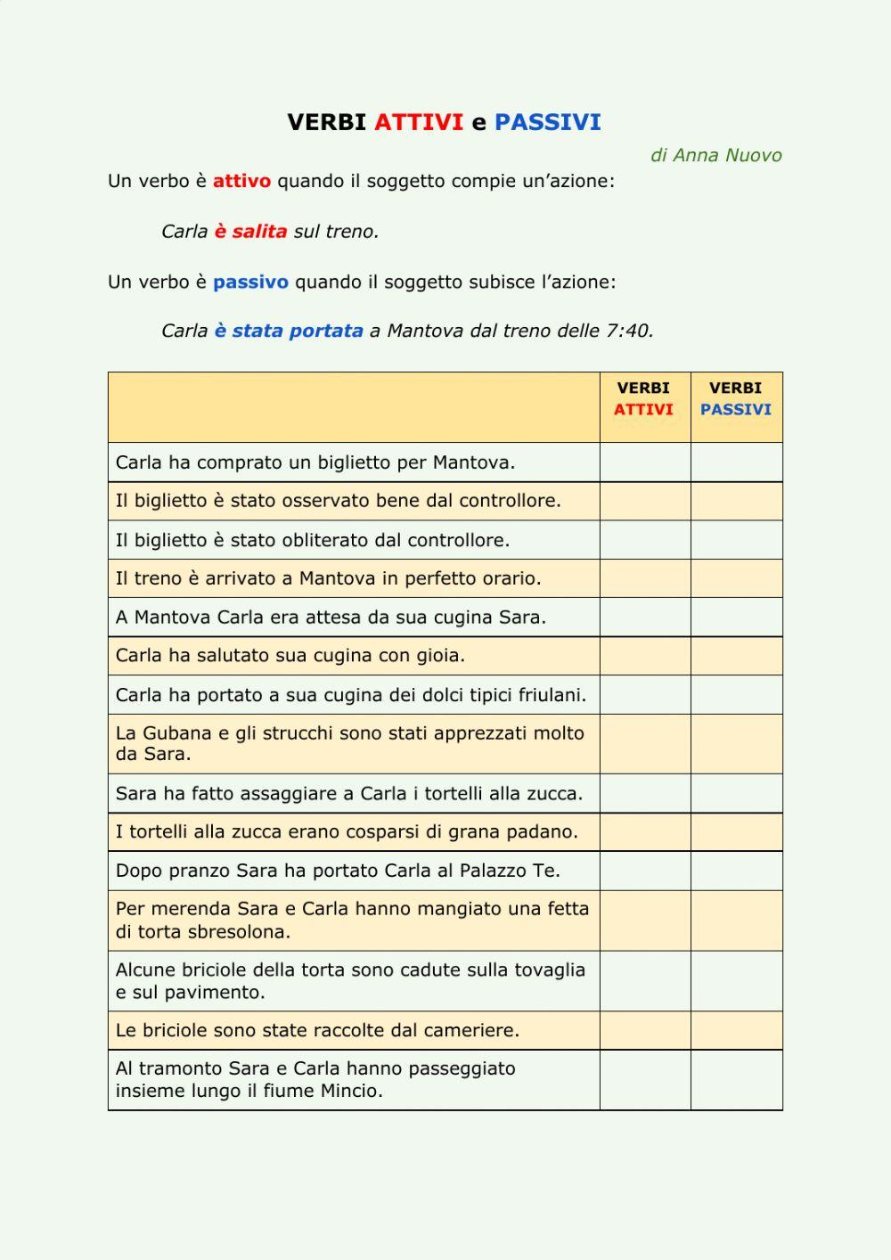 Verbi attivi e passivi