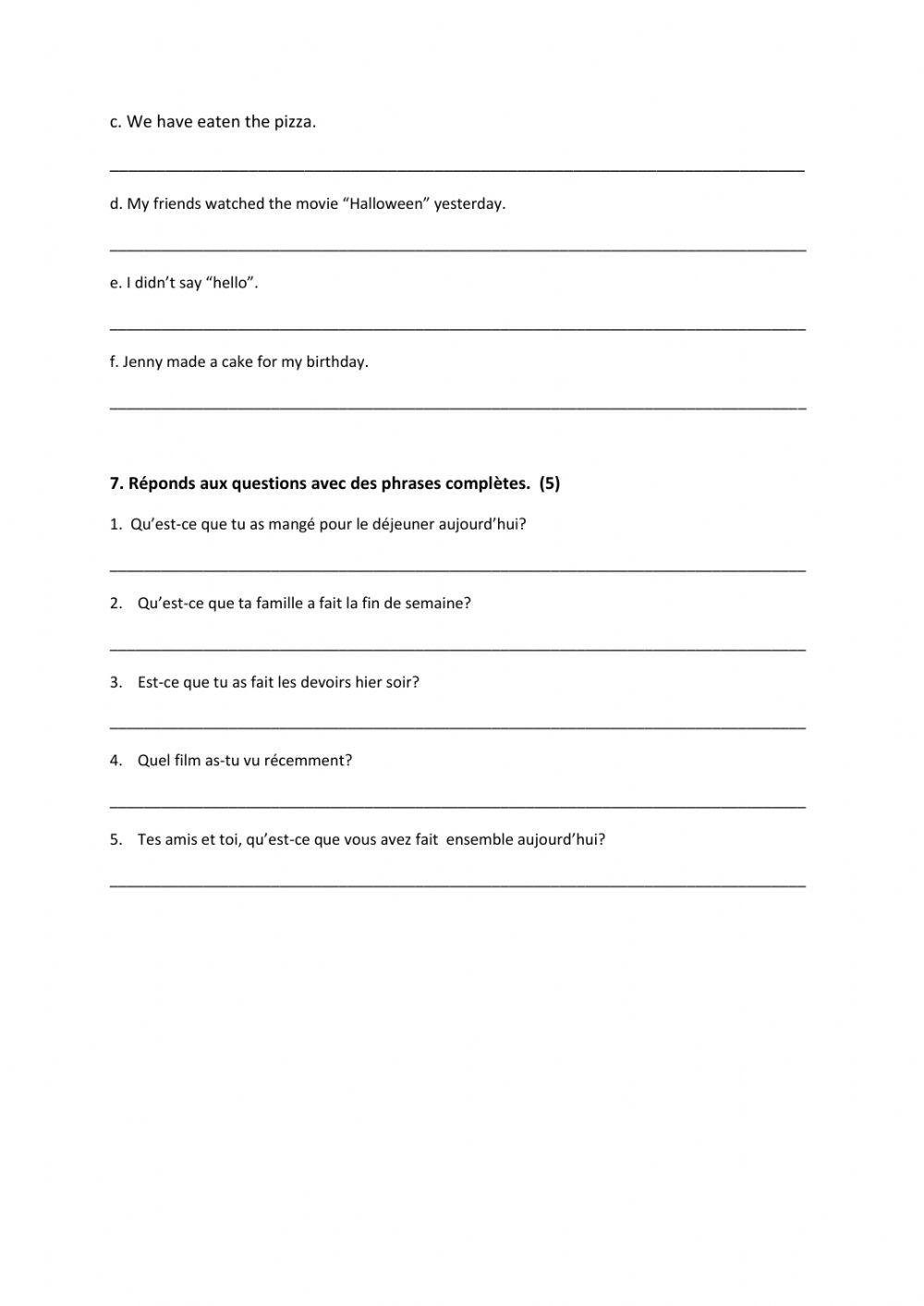 Revision: le passé composé avec «avoir»