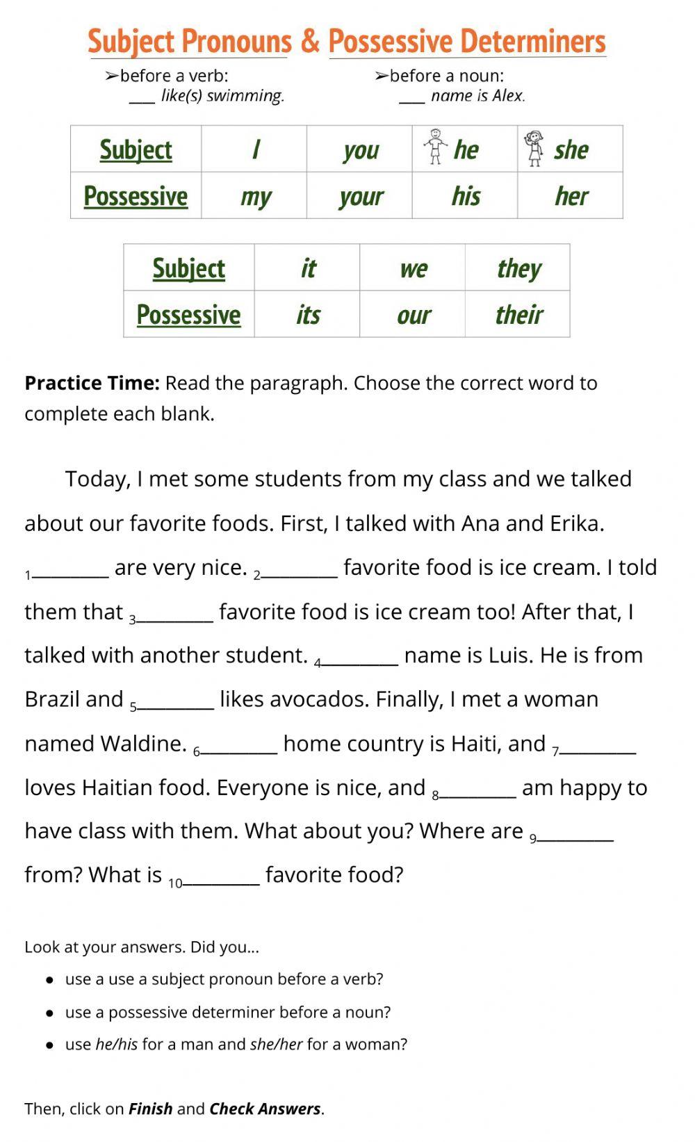 Subject Pronouns & Possessive Determiners - Meeting New Students