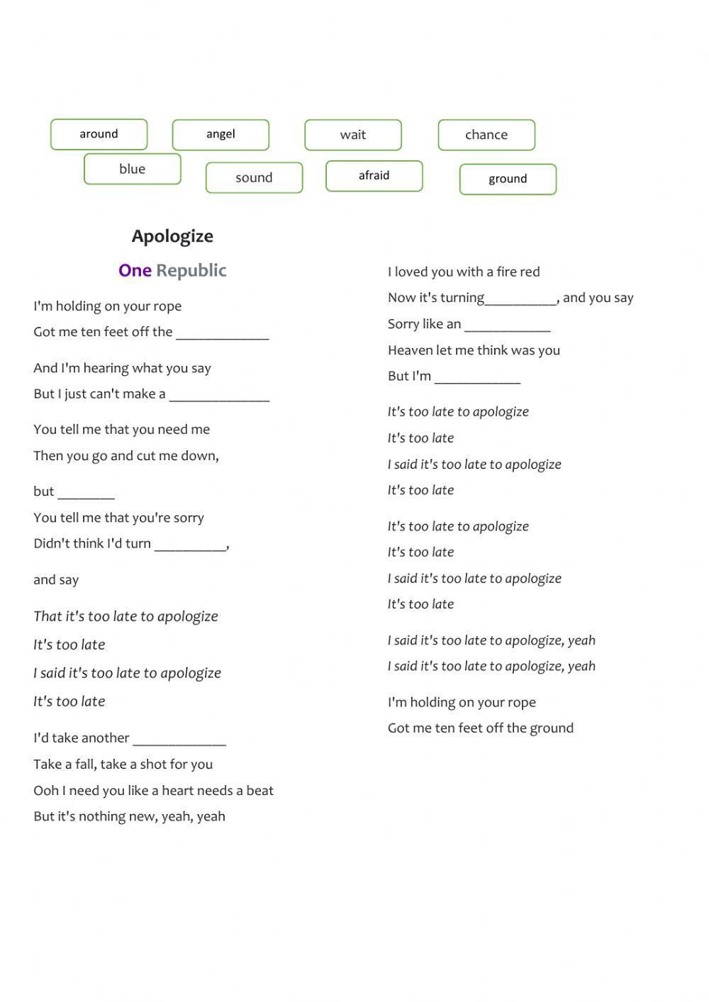 Apologize-one republic