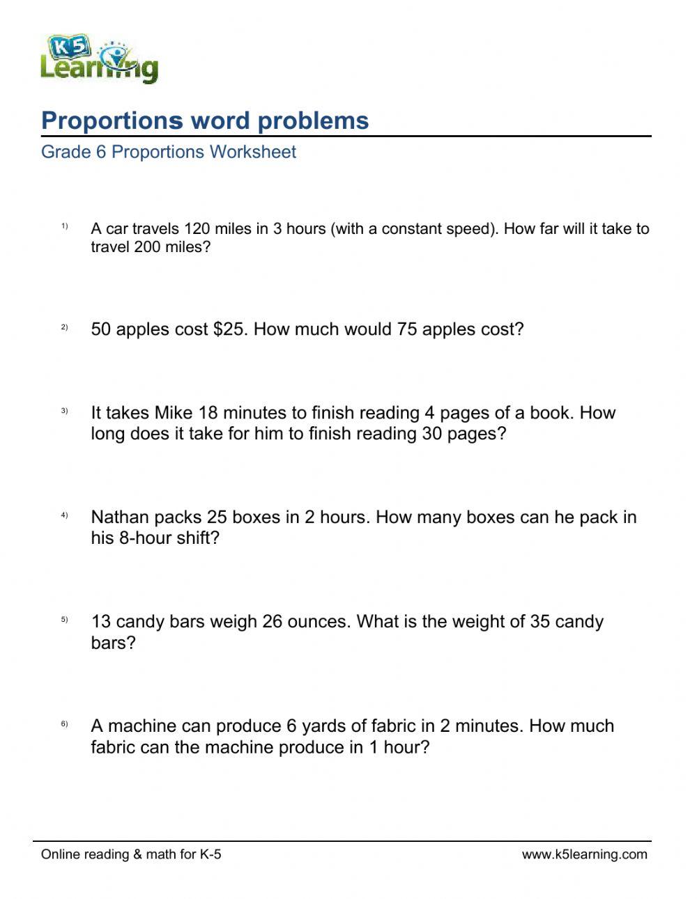 Proportions Word Search