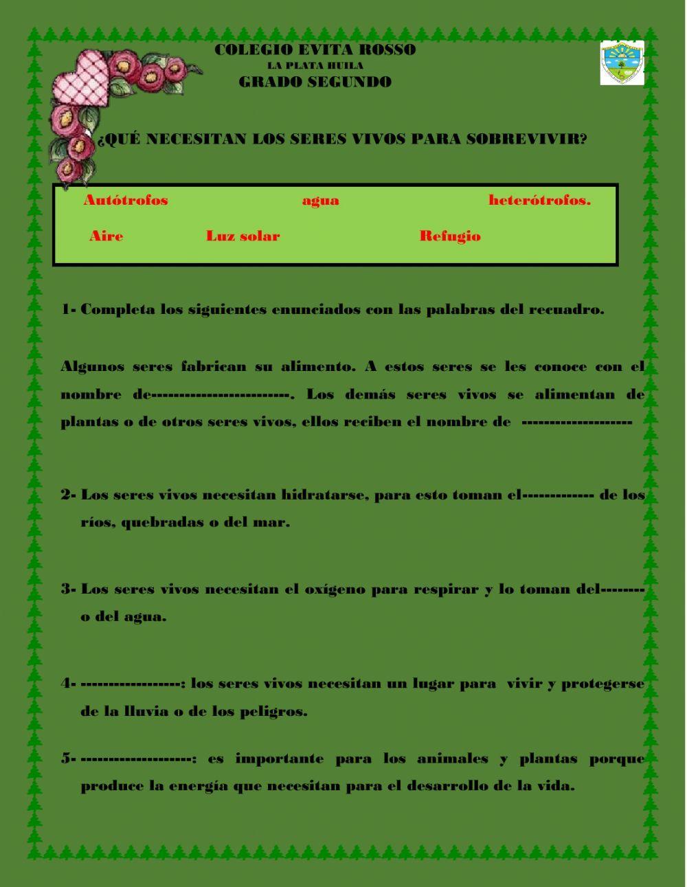 ¿Qué necesitan los seres vivos para sobrevivir?