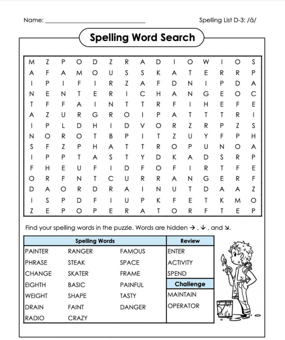 Word Search D-3 5th Grade