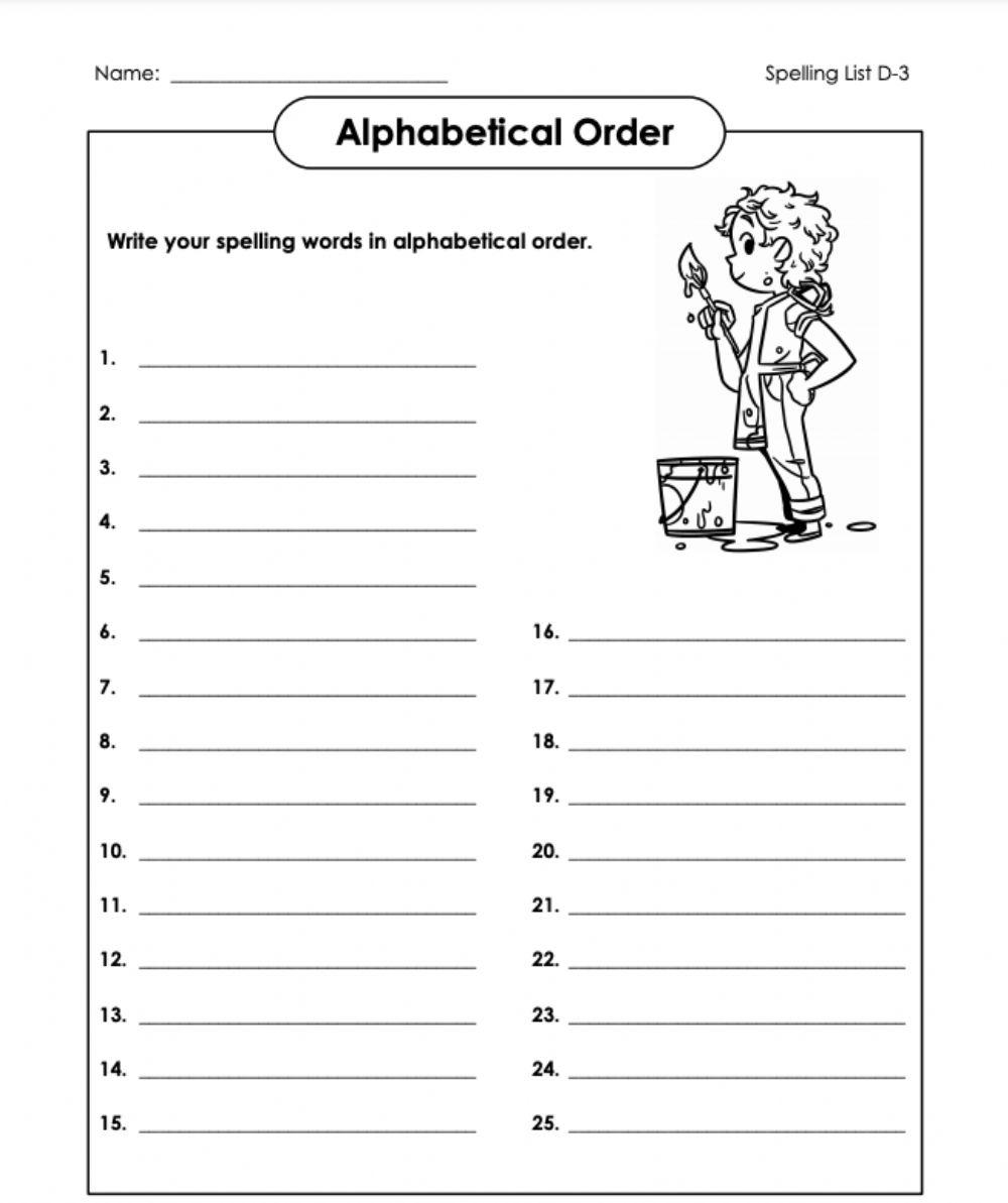 Alphabetical Order  Full List D-3 5th Grade