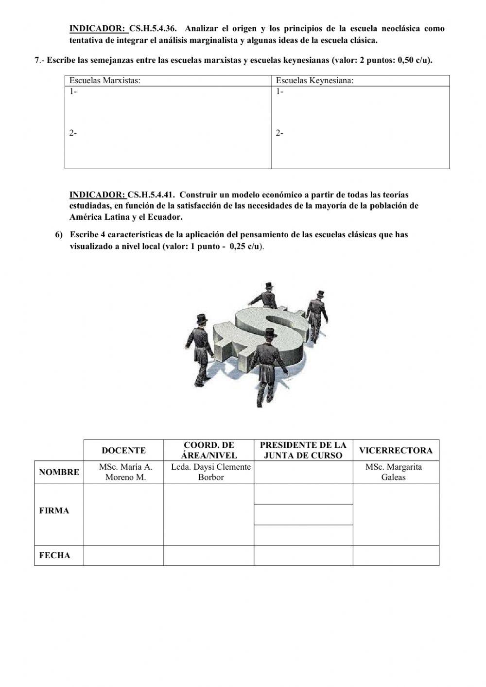 Evaluación quimestral de historia