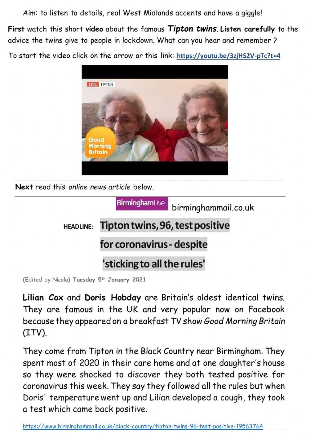 Reading comprehension and punctuation quiz