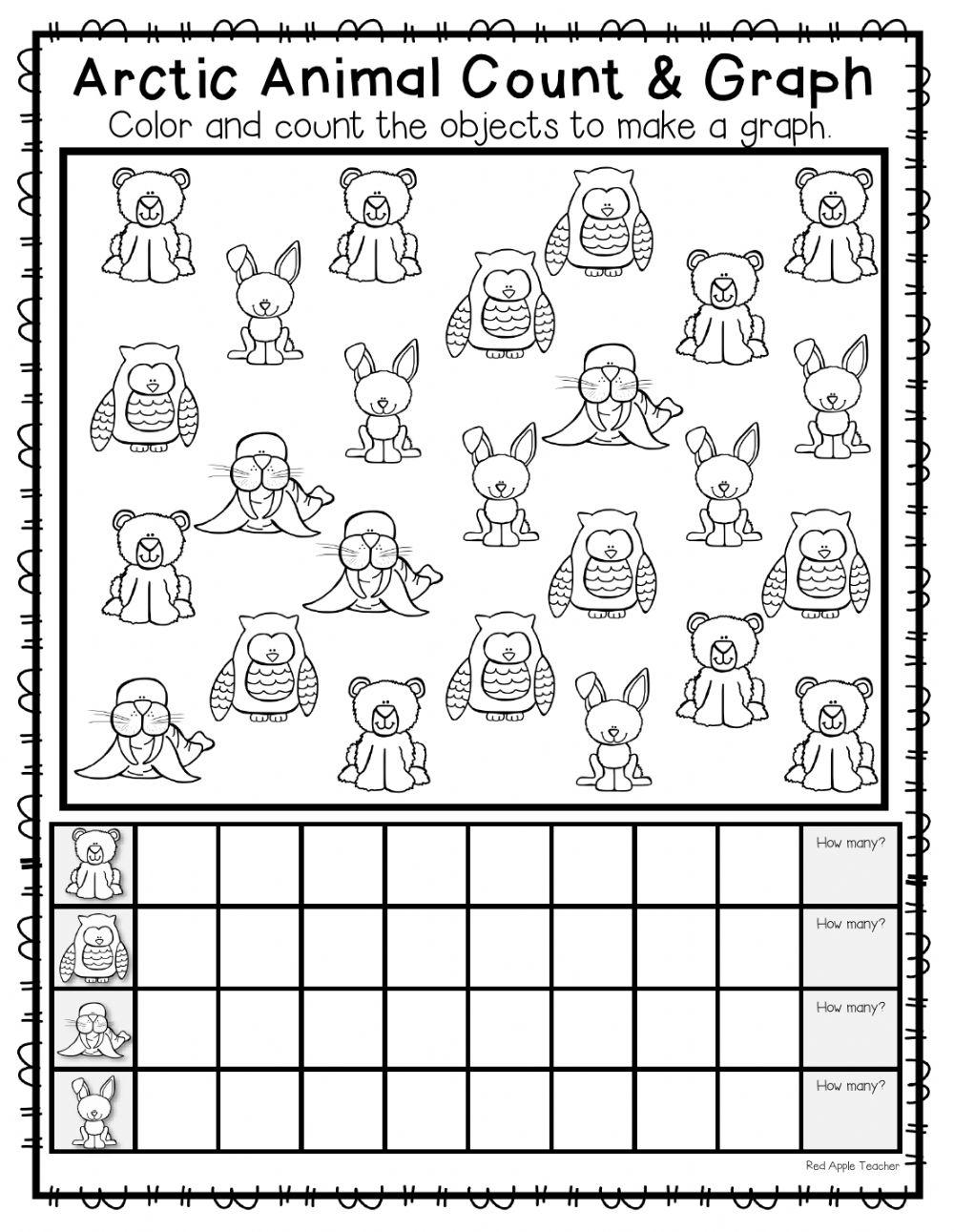 Arctic animal count and graph online exercise for live worksheets
