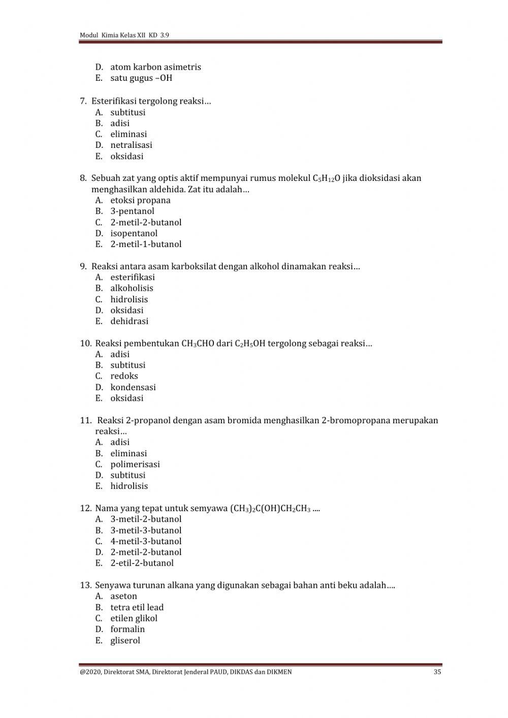 Evaluasi Senyawa Turunan Alkana
