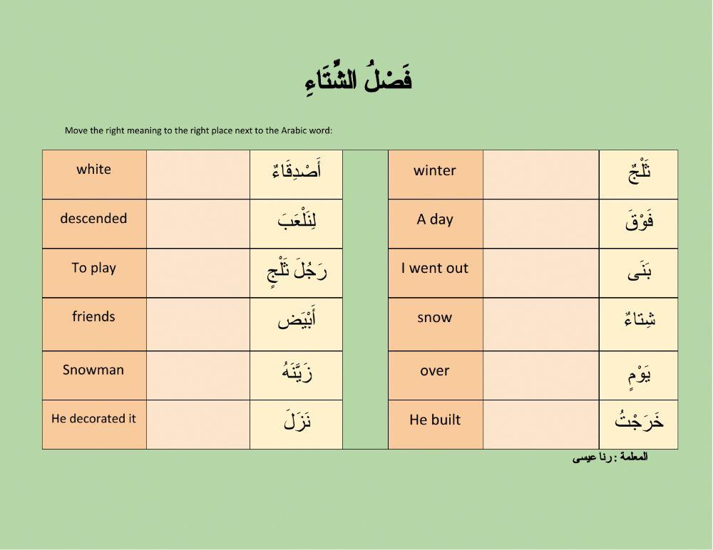 The winter season vocabulary