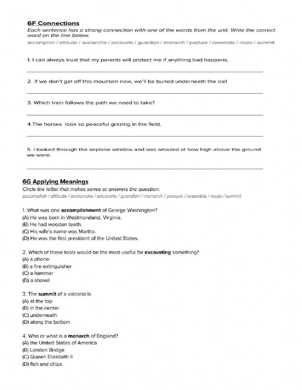 Golden Dragon Vocabulary Practice 2