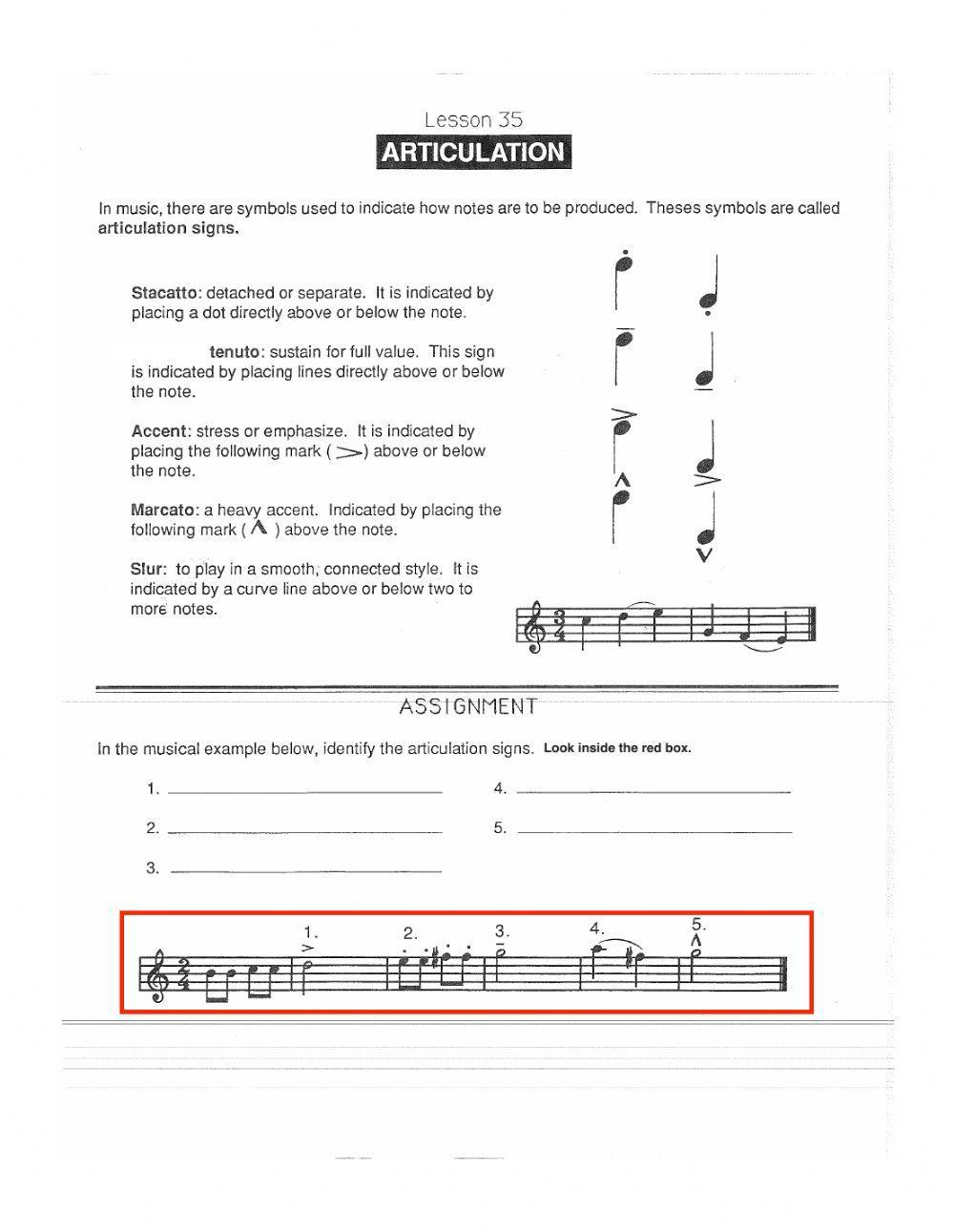 Tempo & Articulations Markings