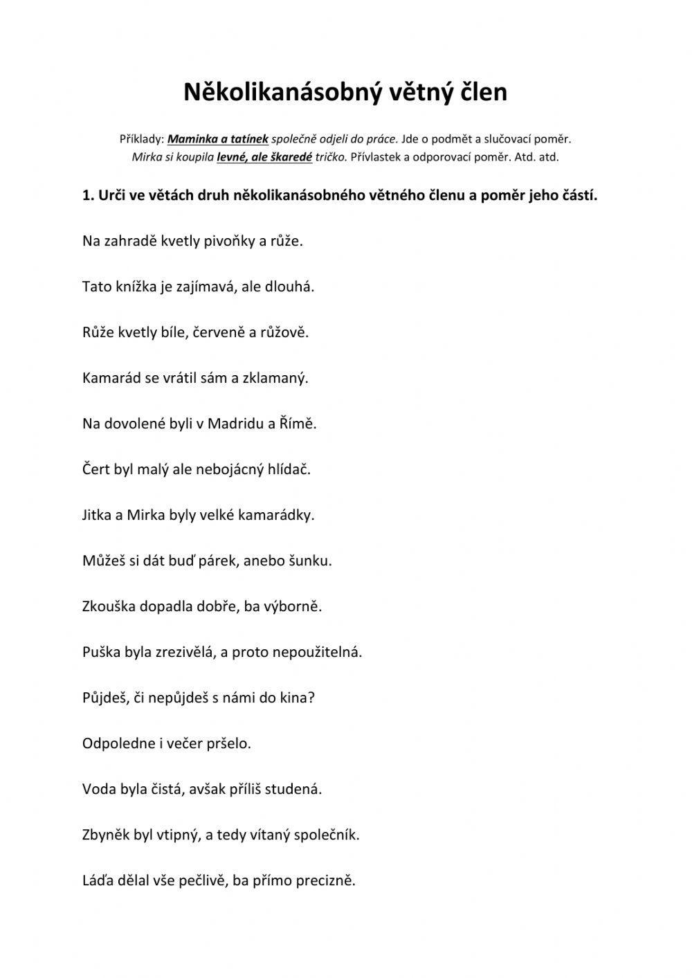 Několikanásobné větné členy