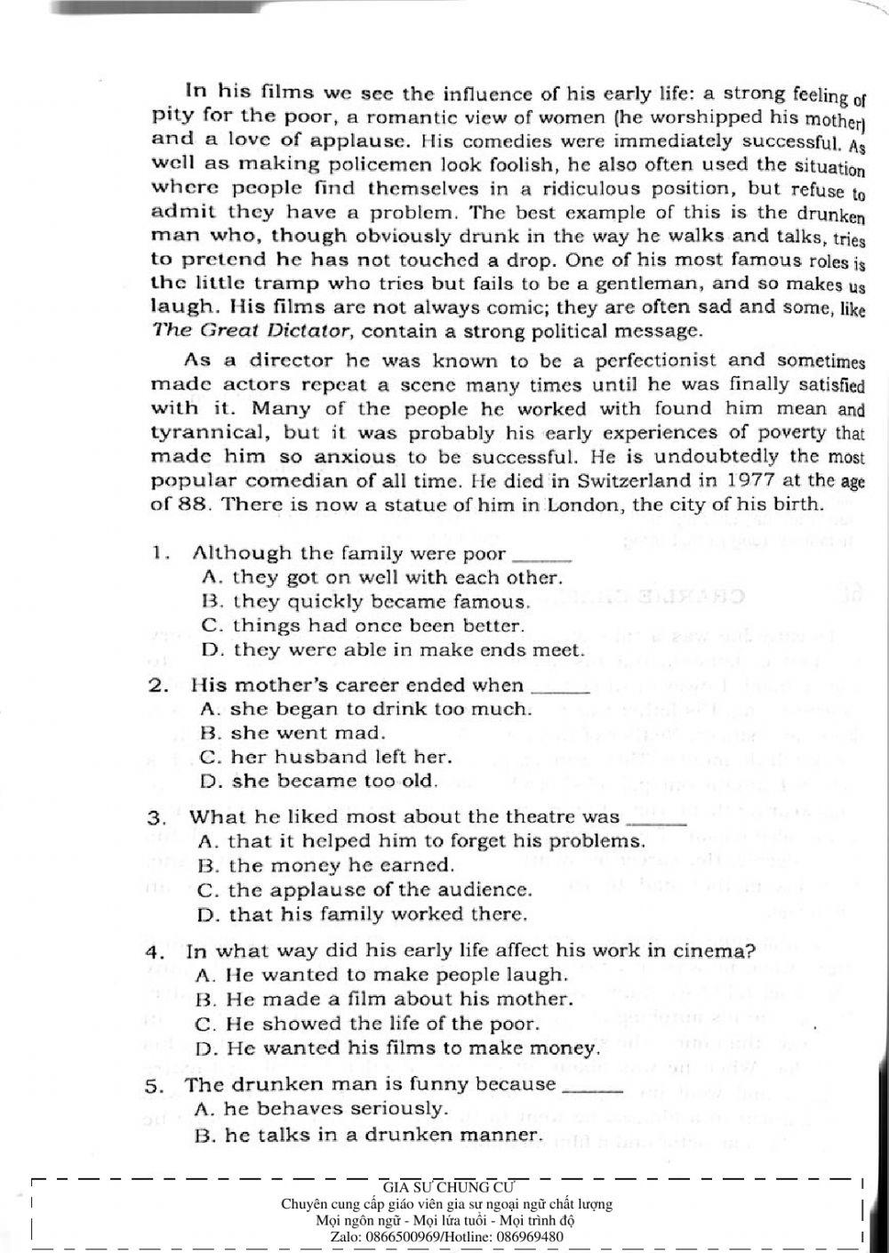 Trắc nghiệm Kỹ năng đọc hiểu Tiếng Anh số 23