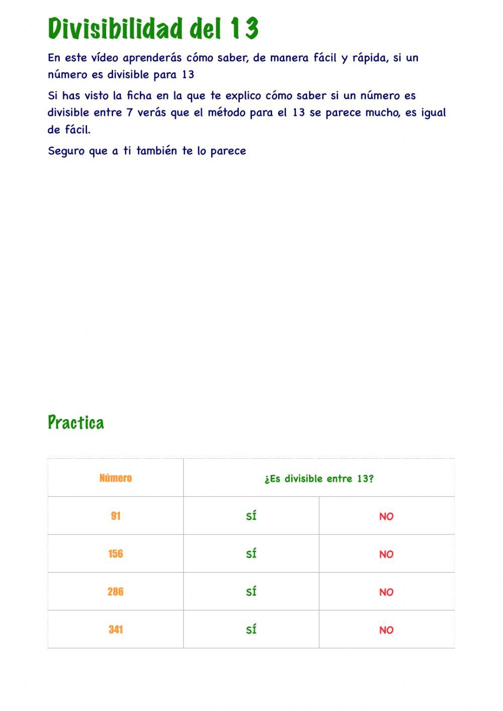 Criterio de divisibilidad del 13