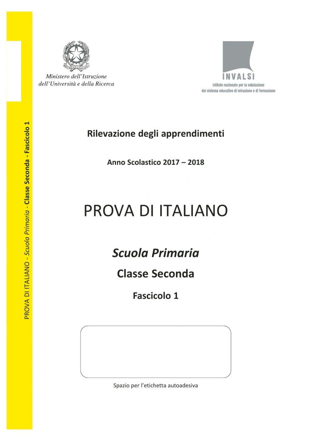 Invalsi di italiano anno 2017-2018 - Primaria 2° classe