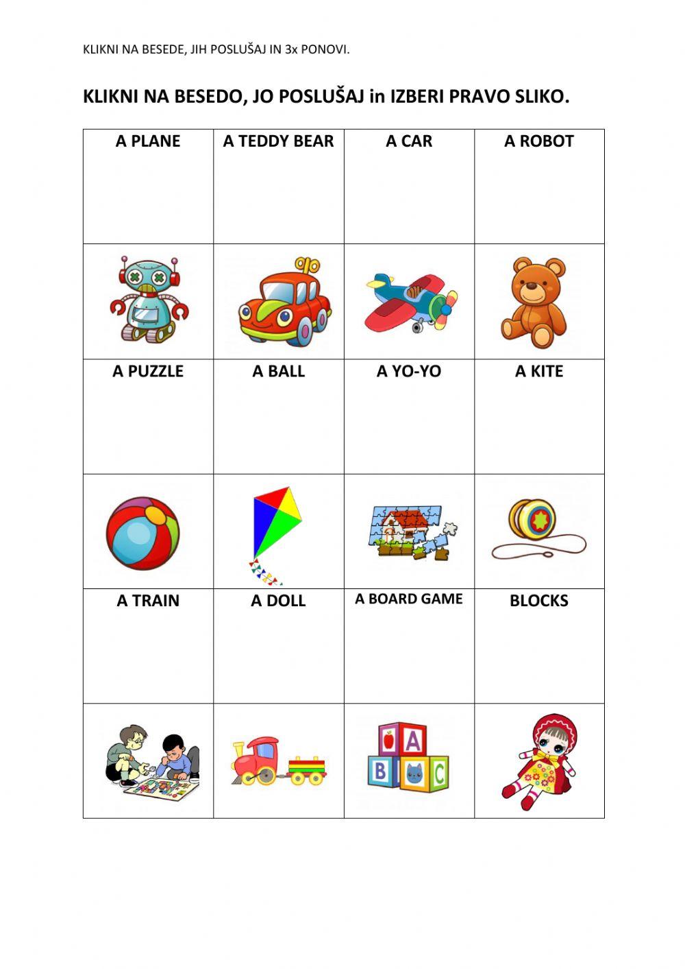 TOYS - IGRAČE - ponavljanje besed