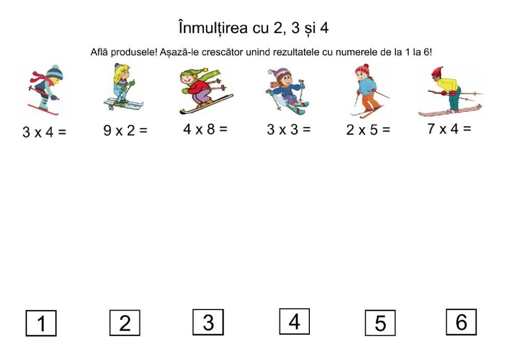 Înmulțirea cu 2, 3 și 4