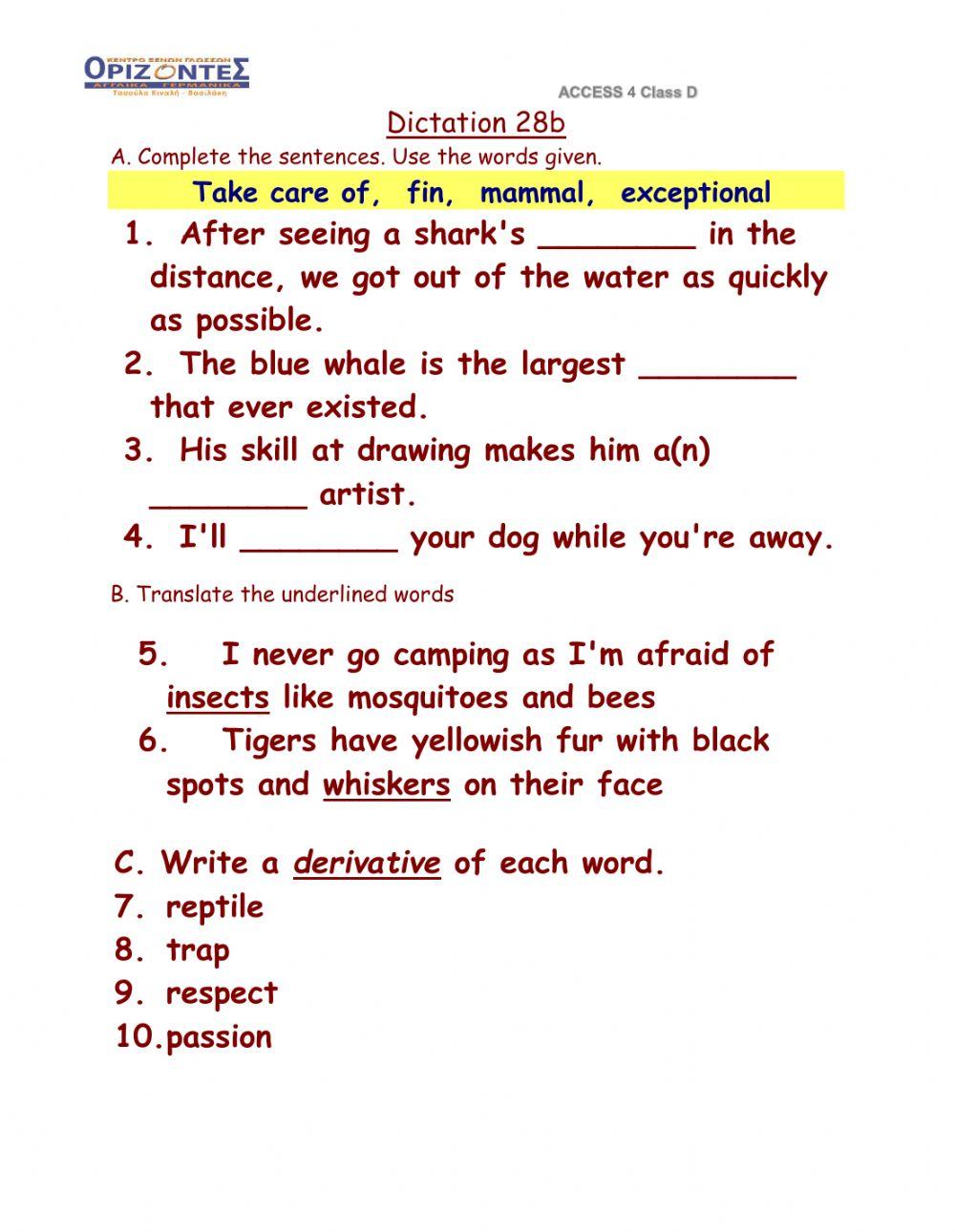 D class -Dictation 28B