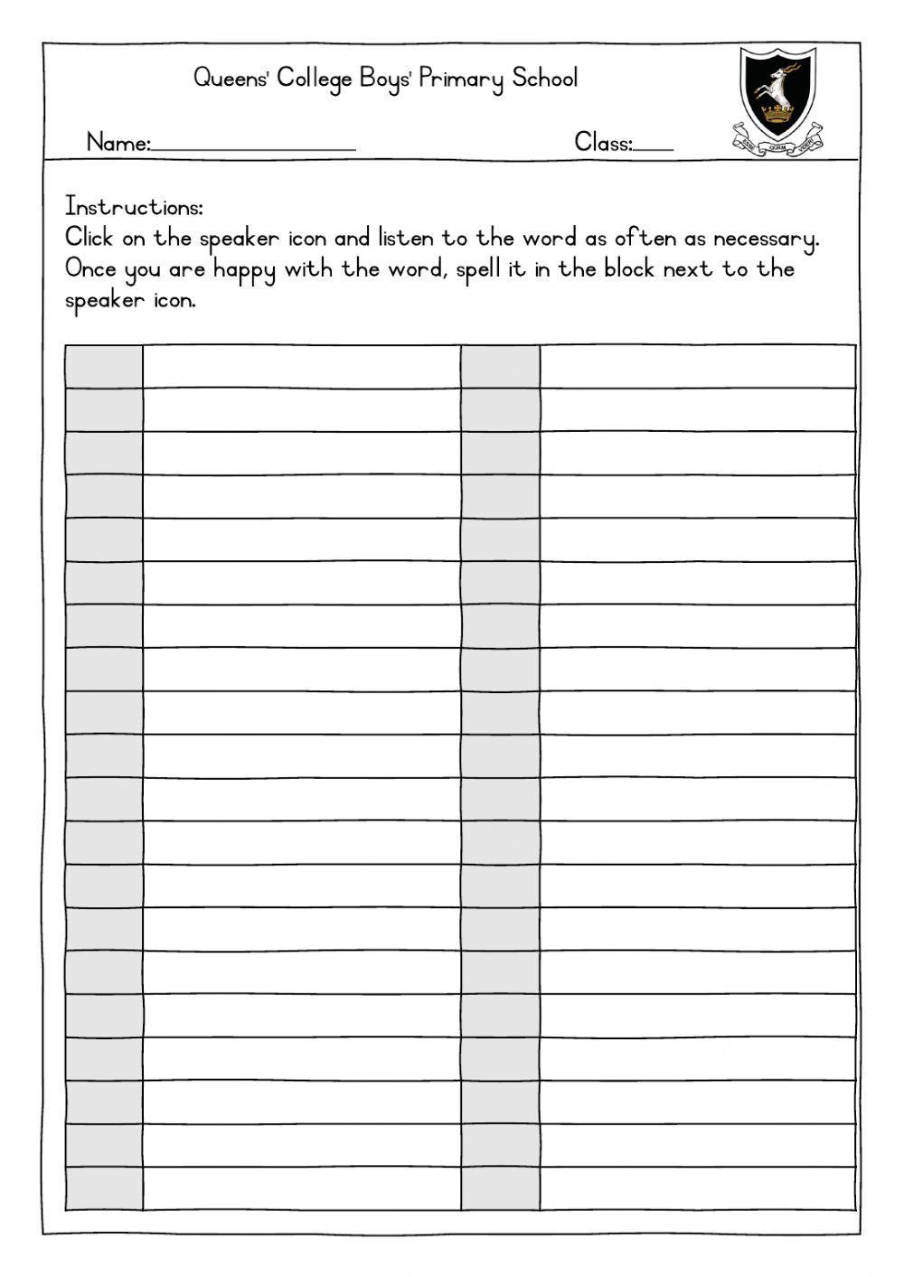 Spelling for Grade 7 (20 words)