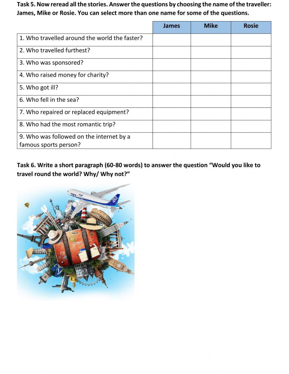 Reading Test -Round-the-world travellers-