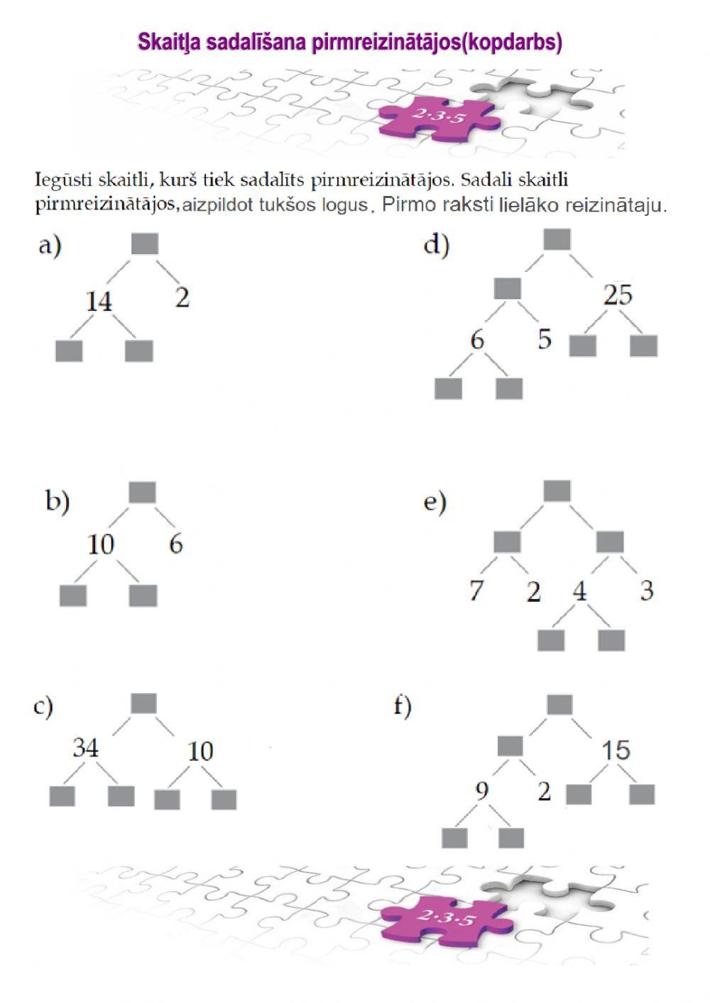 Skaitļa sadalīšana pirmreizinātajos