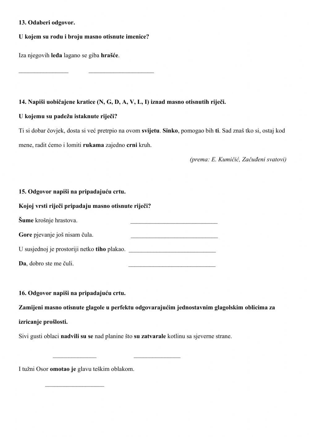 Natjecanje iz HJ, 8. razred