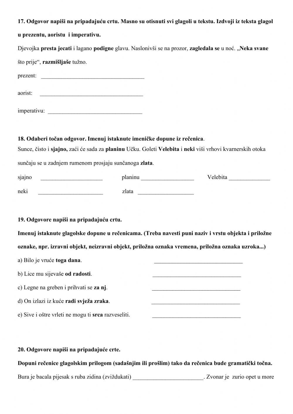 Natjecanje iz HJ, 8. razred