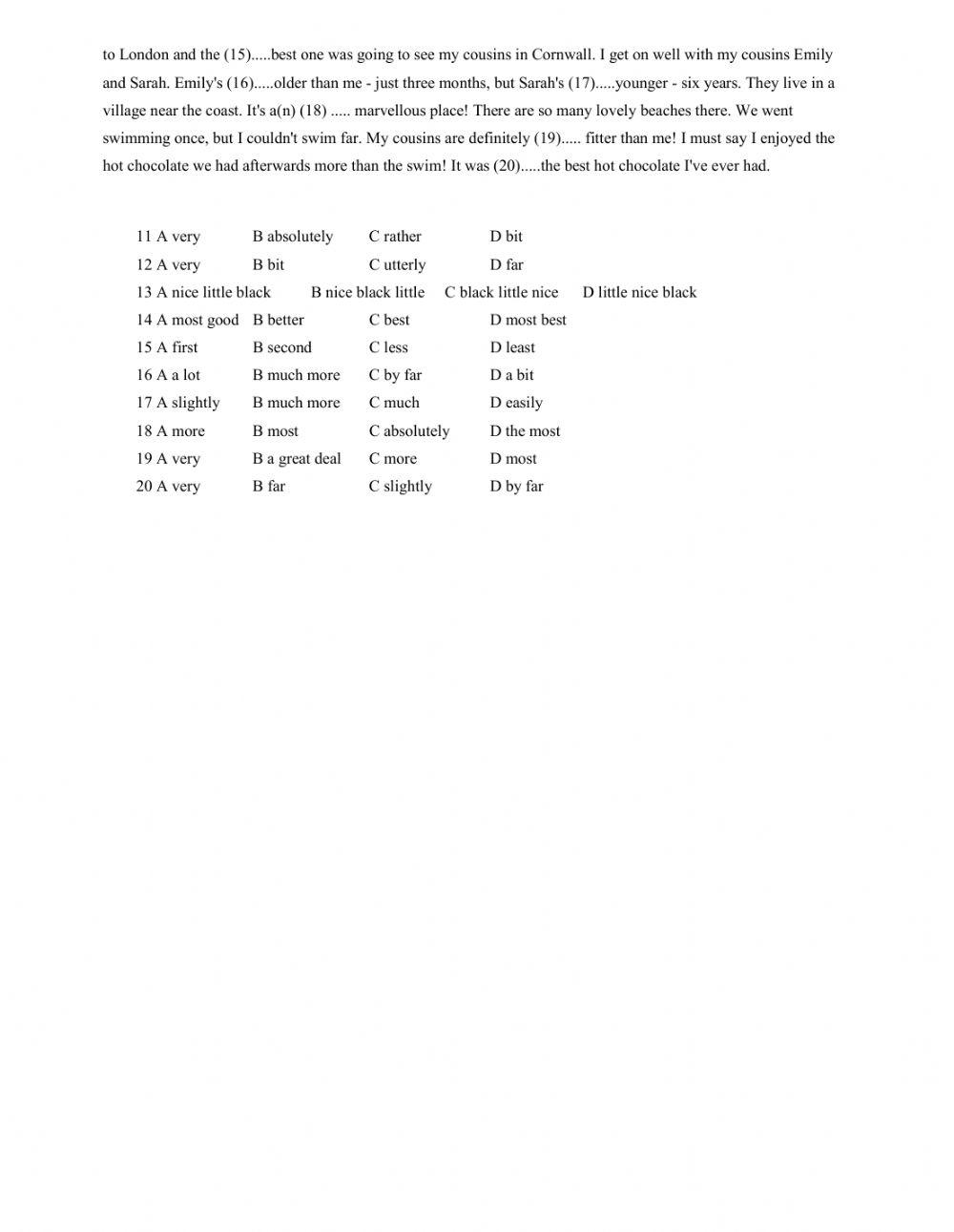 Revision of Adjectives