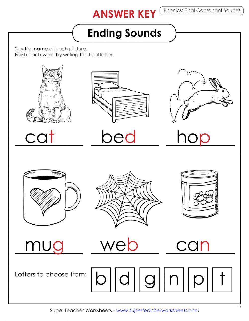 Ending Sounds - Cut and Paste online exercise for | Live Worksheets