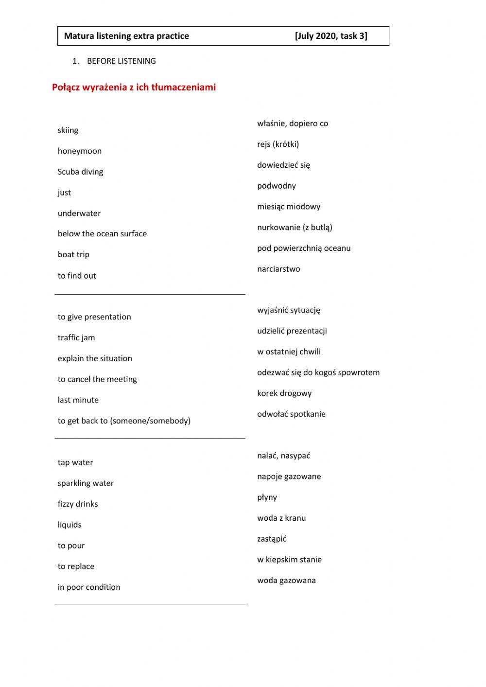 Matura extra listening practice