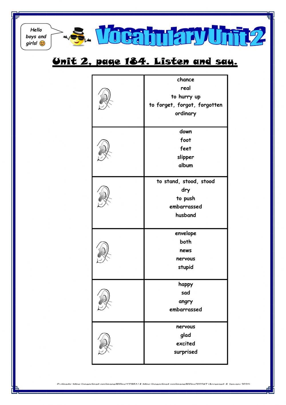 Speaking & vocabulary exercise (page 184)