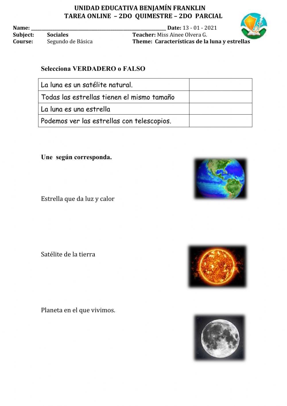 Tarea luna estrellas