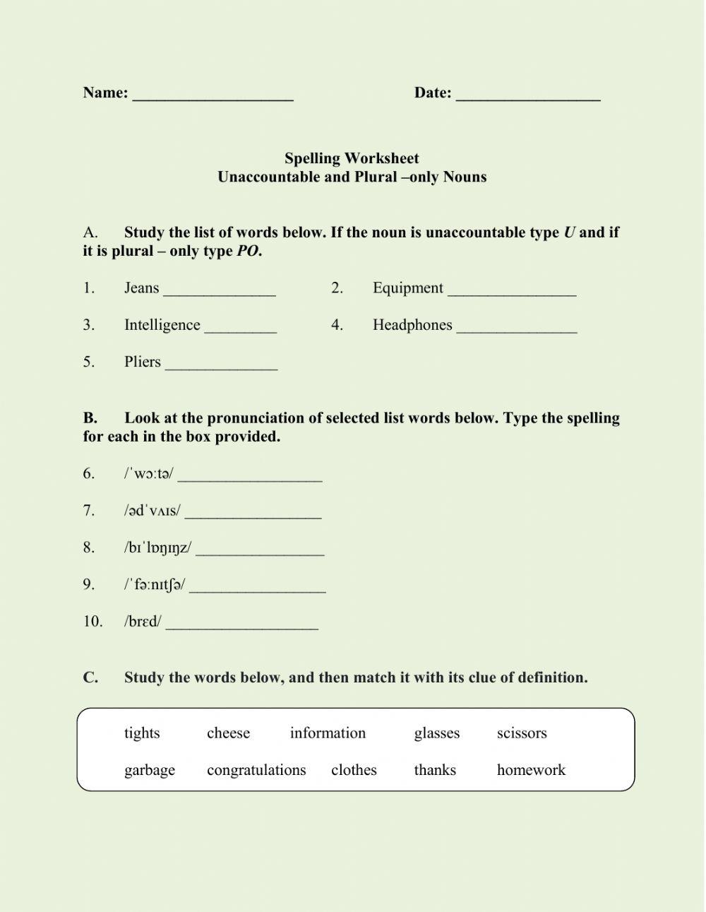Unaccountable and Plural-only Nouns