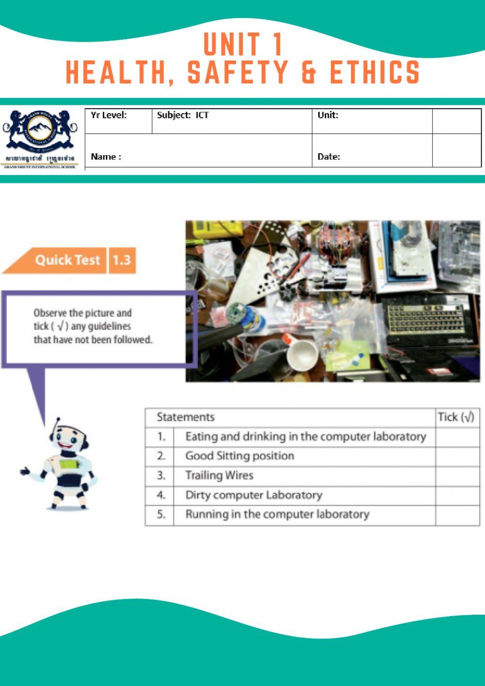 Computer Laboratory Guidelines worksheet | Live Worksheets